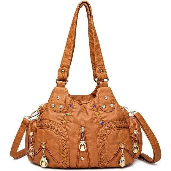 NANAHuang Handbag for Women Washed Leather Hobo Crossbody Purse Stylish Shoulder Satchels