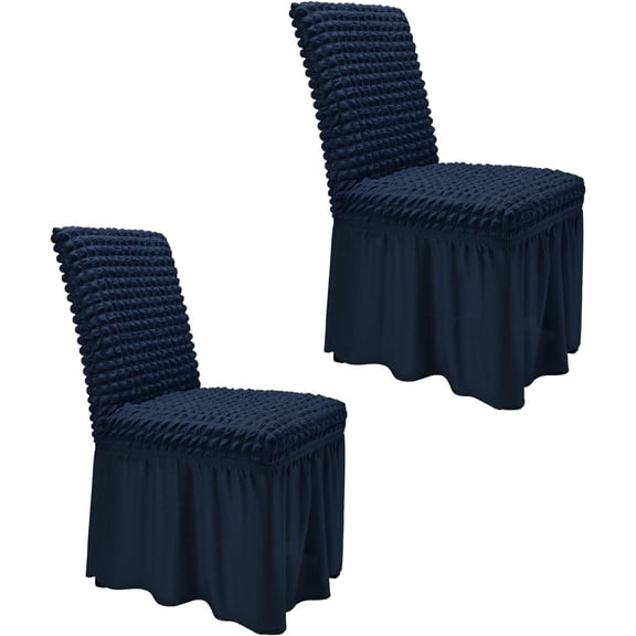 NANAHuang High Stretch Dining Room Chair Covers with Skirt Easy Fit Removable Spandex Kitchen Parson Chair Slipcovers Washable Chair Protector for Wedding Party Banquet Hotel(Set of 6,Green)