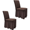 thumbnail image 1 of NANAHuang High Stretch Dining Room Chair Covers with Skirt Easy Fit Removable Spandex Kitchen Parson Chair Slipcovers Washable Chair Protector for Wedding Party Banquet Hotel(Set of 6,Green), 1 of 6