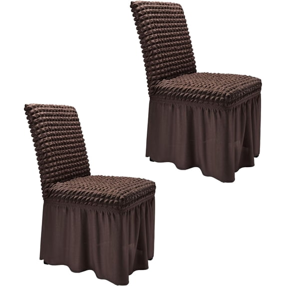 NANAHuang High Stretch Dining Room Chair Covers with Skirt Easy Fit Removable Spandex Kitchen Parson Chair Slipcovers Washable Chair Protector for Wedding Party Banquet Hotel(Set of 6,Green)