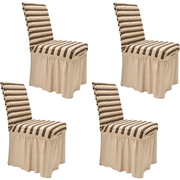 NANAHuang High Stretch Dining Room Chair Covers with Skirt Easy Fit Removable Spandex Kitchen Parson Chair Slipcovers Washable Chair Protector for Wedding Party Banquet Hotel(Set of 6,Green)