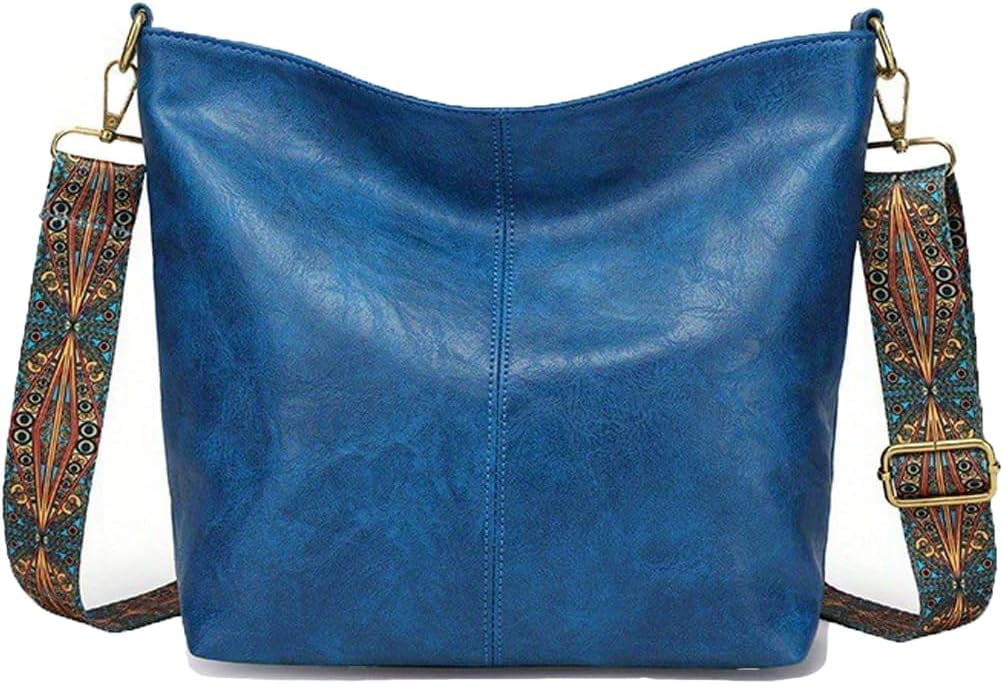 NANAHuang Hobo Bag for Women Crossbody Handbags Large Designer Ladies Bucket Purse PU Leather Shoulder Bags with Wide Shoulder Strap