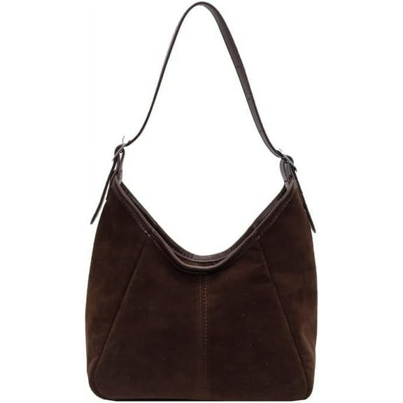 NANAHuang Hobo Bags for Women Suede Bag Satchel Bag Brown Tote Bag Retro Suede Shoulder Handbag Crossbody Bag with Zipper