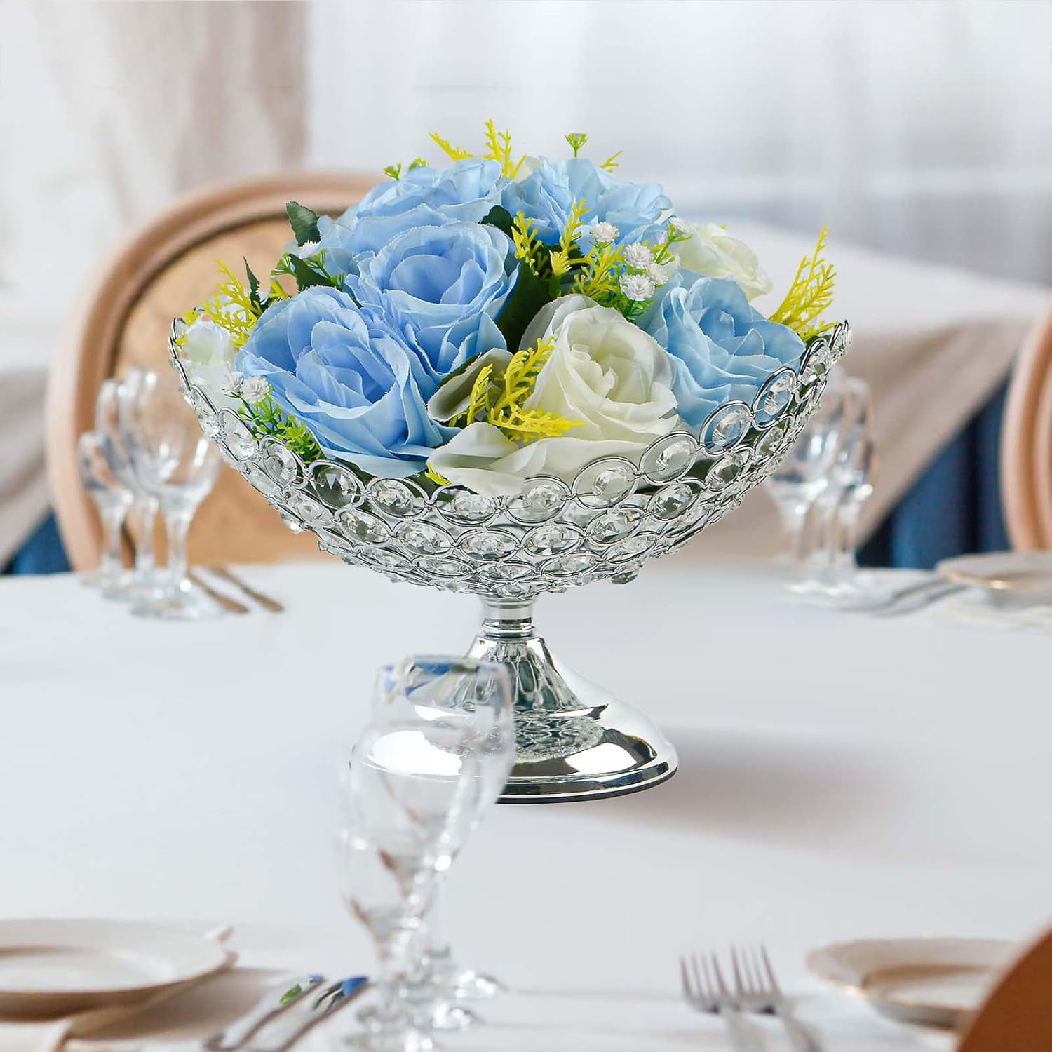 NANAHuang HollowCarved Design Crystal Fruit Bowl Food Bowl for Table