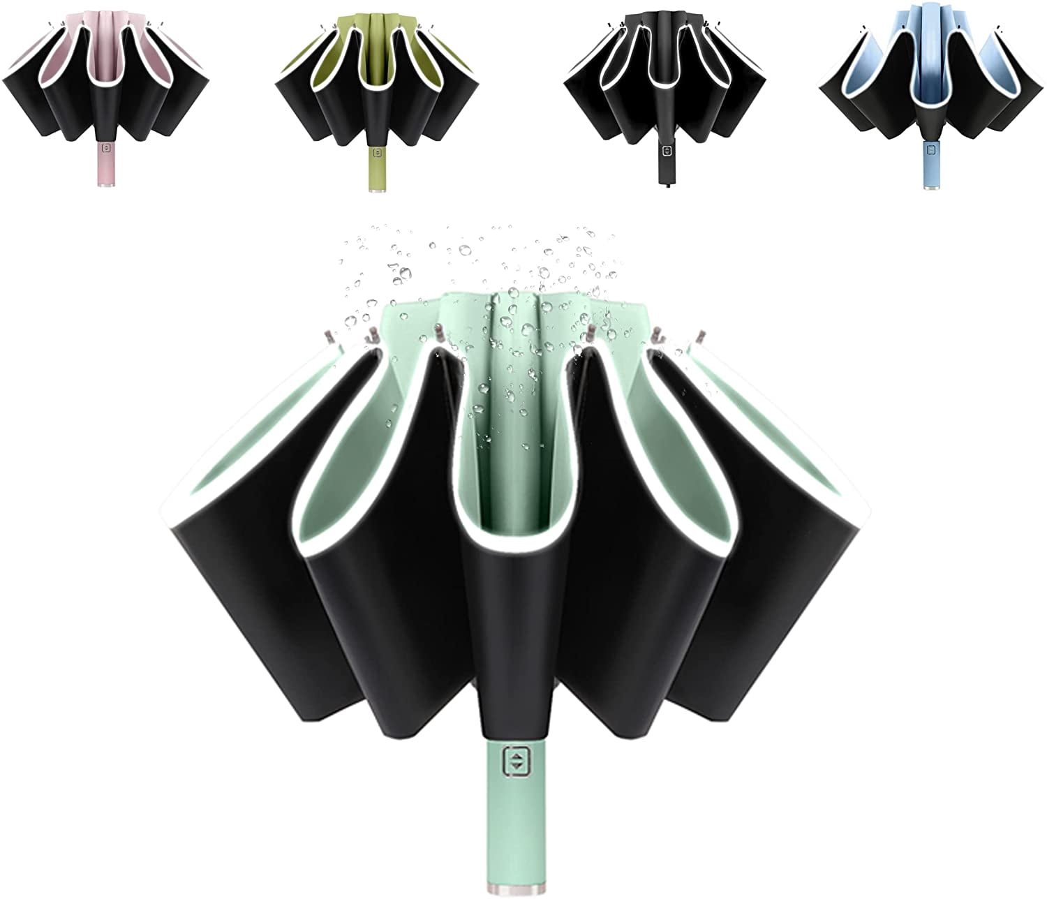 NANAHuang Inverted UV Umbrella for Rain and Sun Medium Size UPF 50+ Rverse Compact Umbrella Auto Open Close