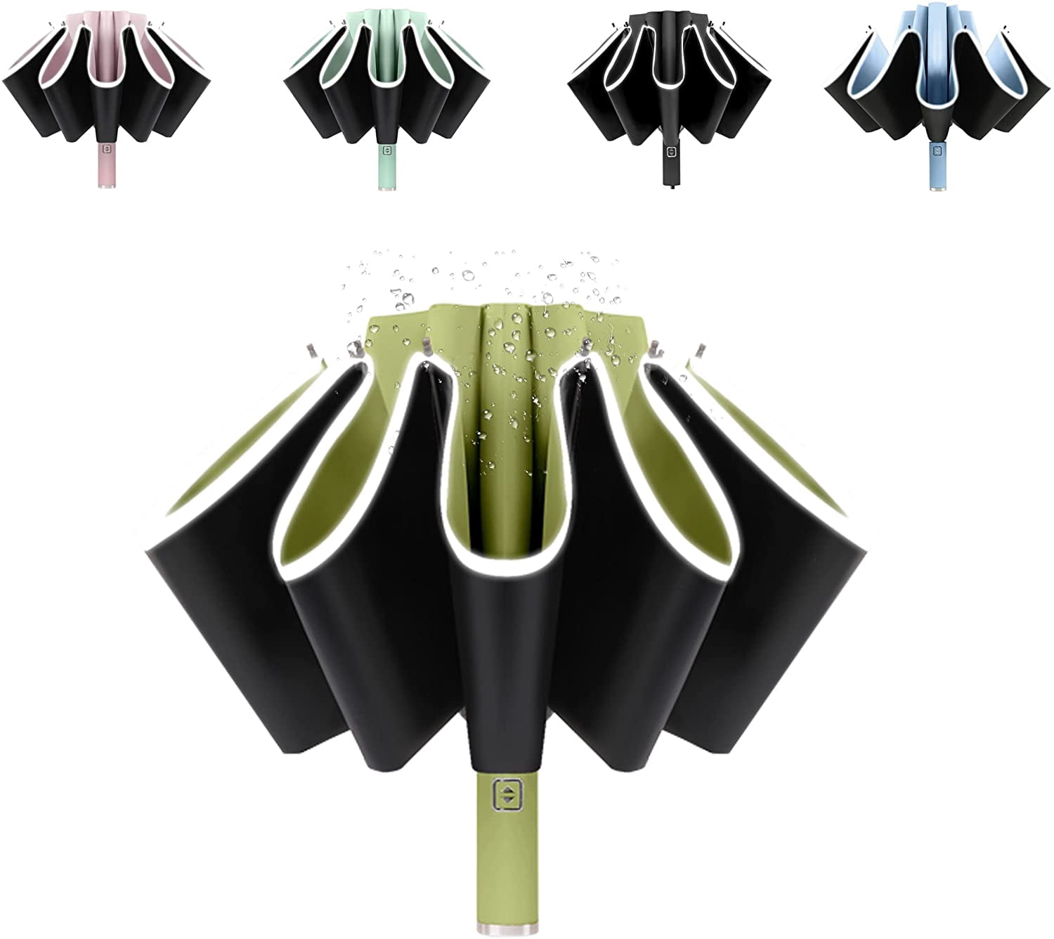 NANAHuang Inverted UV Umbrella for Rain and Sun Medium Size UPF 50+ Rverse Compact Umbrella Auto Open Close