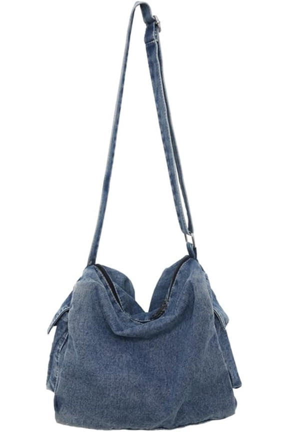 Jean Purse Denim Crossbody Bags for Women Trendy Shoulder Bags Black Messenger Bag Large Hobo Bag