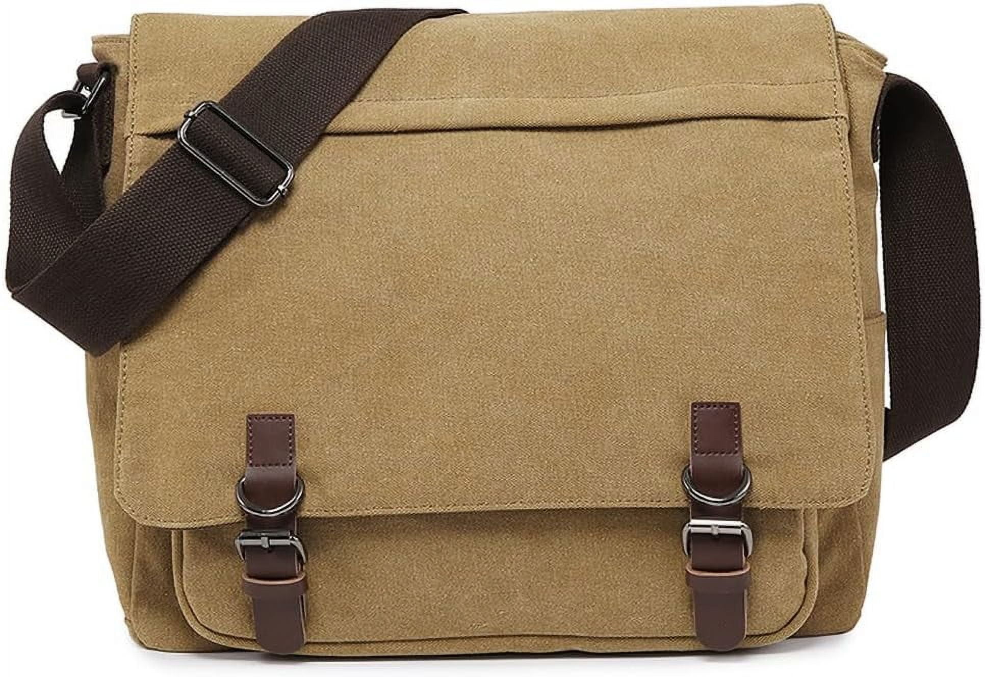 NANAHuang Large Vintage Canvas Messenger Shoulder Bag Travel Crossbody Purse Briefcase Business Bag for 15inch Laptop