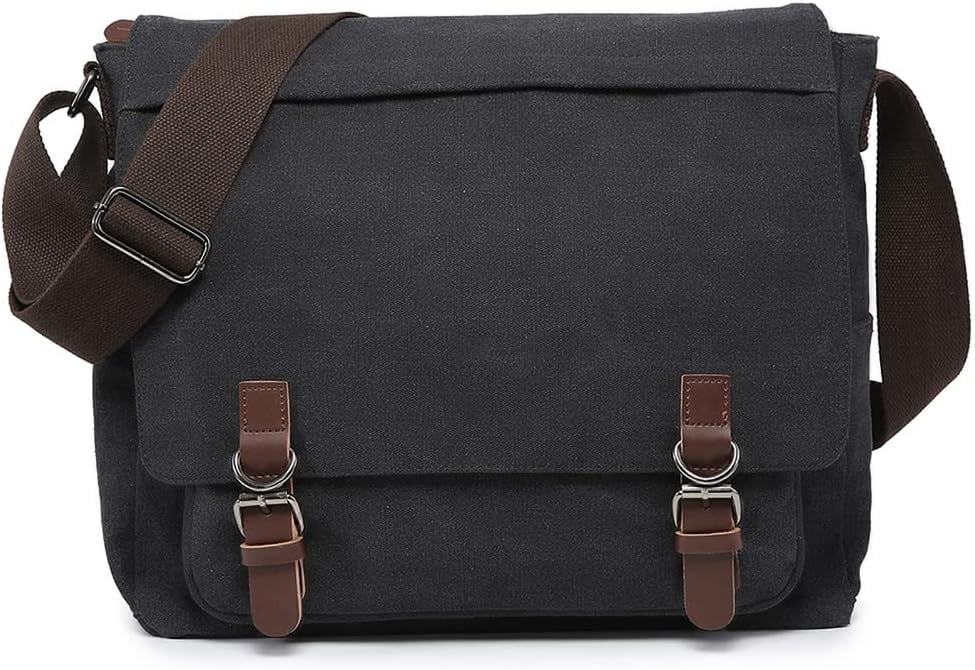 NANAHuang Large Vintage Canvas Messenger Shoulder Bag Travel Crossbody Purse Briefcase Business Bag for 15inch Laptop