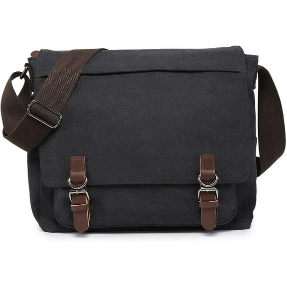 NANAHuang Large Vintage Canvas Messenger Shoulder Bag Travel Crossbody Purse Briefcase Business Bag for 15inch Laptop