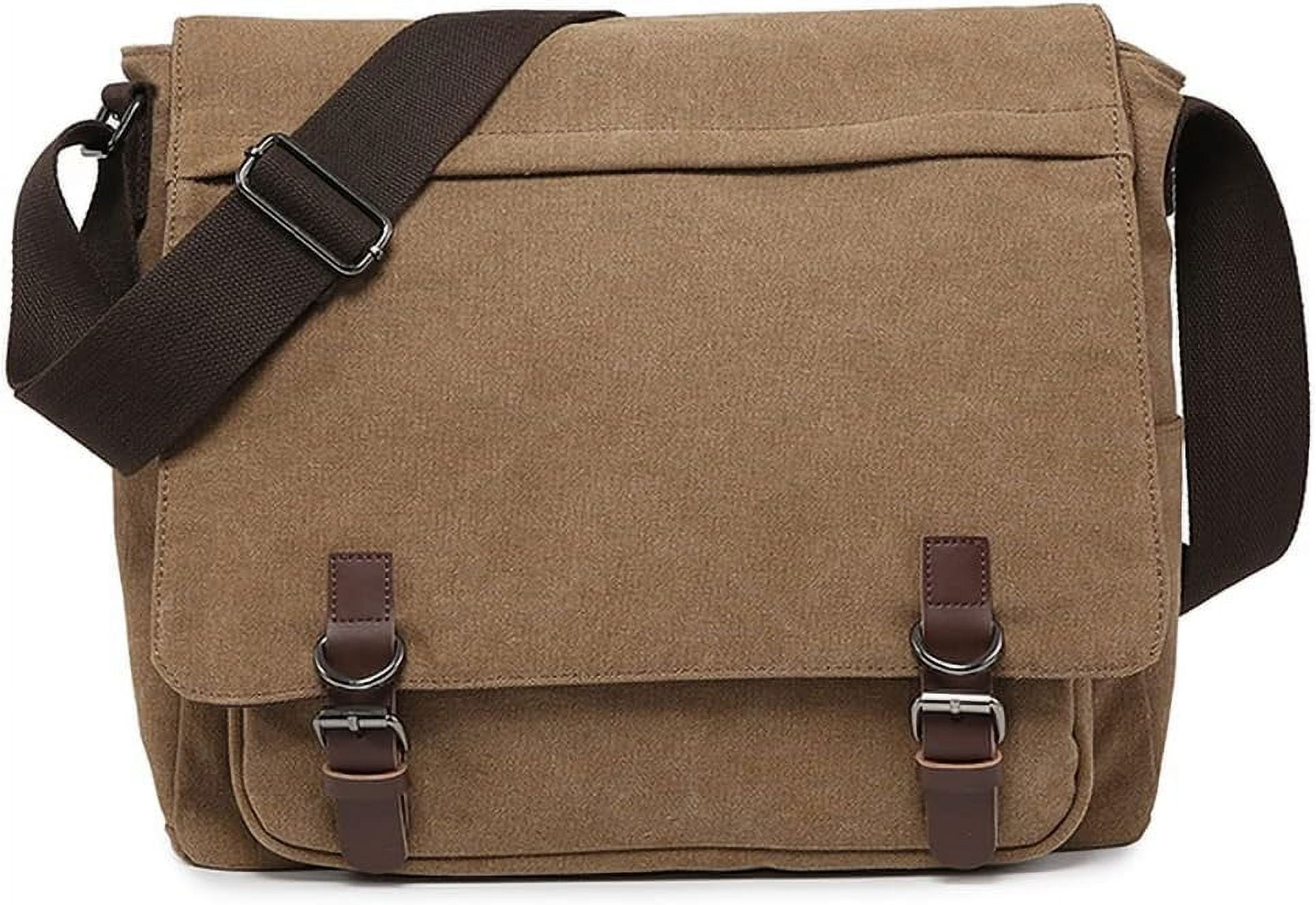 NANAHuang Large Vintage Canvas Messenger Shoulder Bag Travel Crossbody Purse Briefcase Business Bag for 15inch Laptop