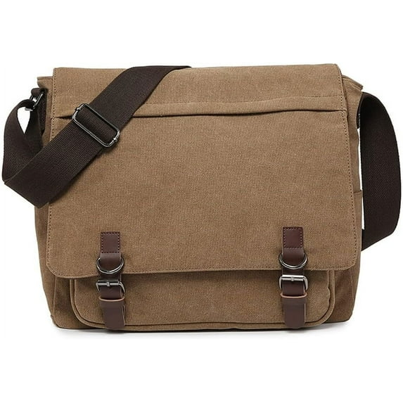 NANAHuang Large Vintage Canvas Messenger Shoulder Bag Travel Crossbody Purse Briefcase Business Bag for 15inch Laptop