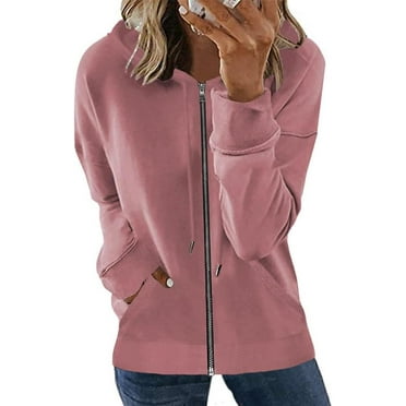 NANAHuang Lightweight Full Zipper Sweatshirt Women Plus Size Drawstring Hoodie Coat Oversized Top V Neck Trending Jacket