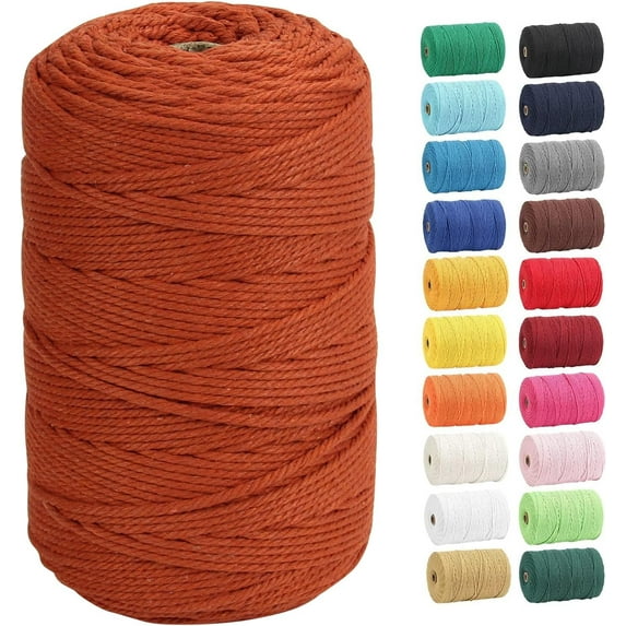 NANAHuang Macrame Cord, Natural Cotton Rope 3mm x 328 Yards 4 Strand Twisted Macrame Rope Cotton Twine String for Crafts Knitting Dream Catcher Plant Hanger Wedding Decor