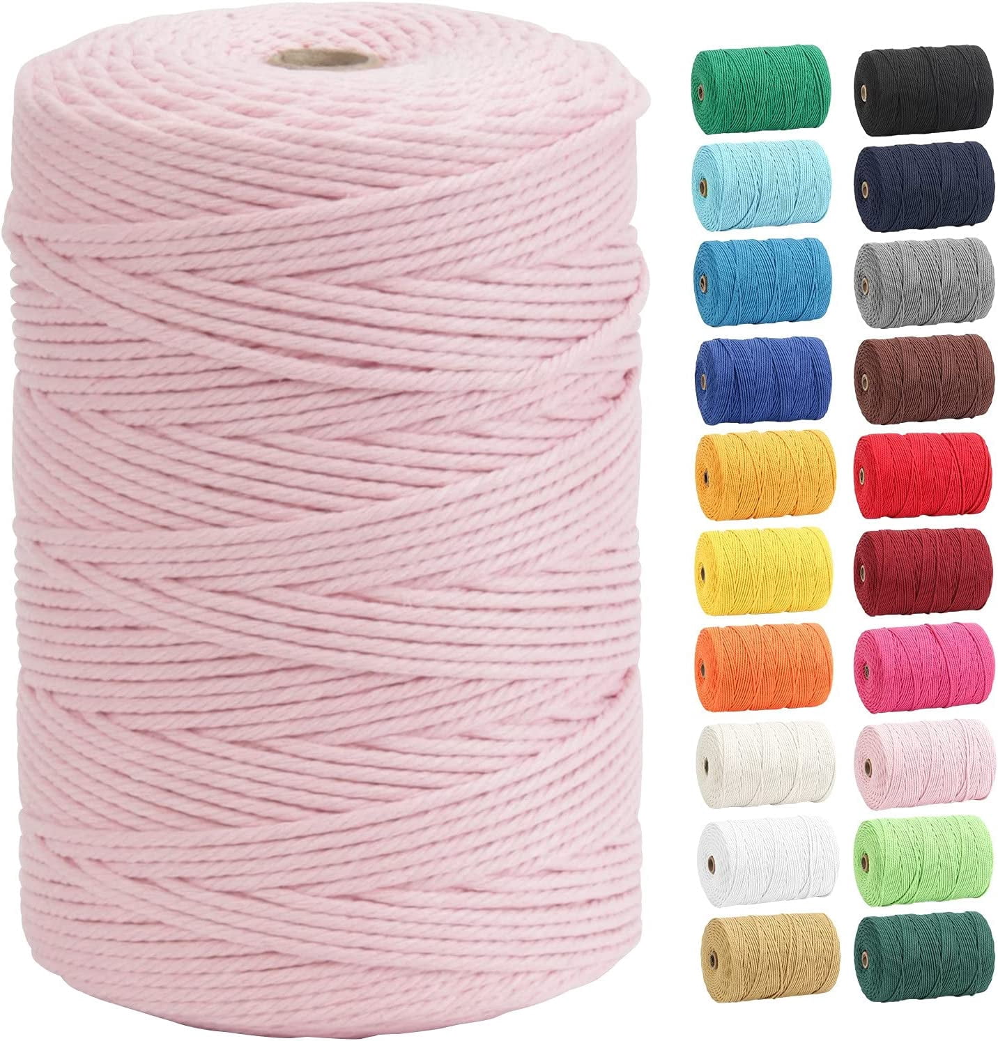 NANAHuang Macrame Cord, Natural Cotton Rope 3mm x 328 Yards 4 Strand ...