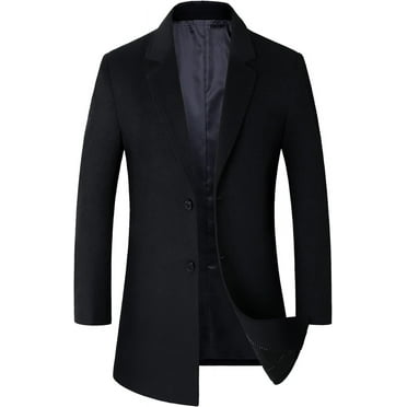 NANAHuang Men's Mid-Length Single Breasted Wool Blend Top Coat