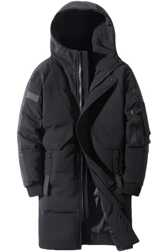Men's Winter Down Jacket Hooded Long Down Coat Mens Clothing Windproof Waterproof Thick Warm Long Parka Coat
