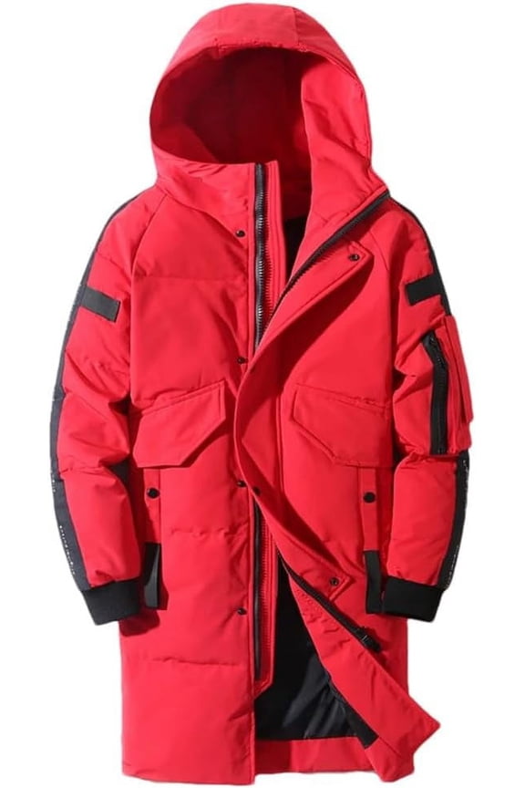 Men's Winter Down Jacket Hooded Long Down Coat Mens Clothing Windproof Waterproof Thick Warm Long Parka Coat