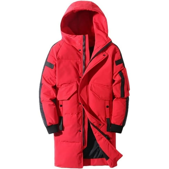 NANAHuang Men's Winter Down Jacket Hooded Long Down Coat Mens Clothing Windproof Waterproof Thick Warm Long Parka Coat