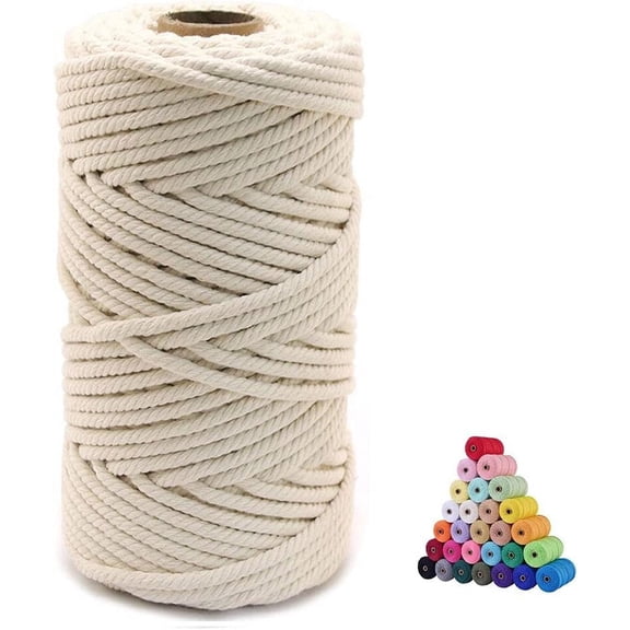 NANAHuang Natural Cotton Macrame Cord,5mm x110 Yards Macrame Cords Colored Cotton Macrame Rope Craft Cord for Crafts Knitting Plant Hangers Wedding Décor(Beige, 5mm110yards)