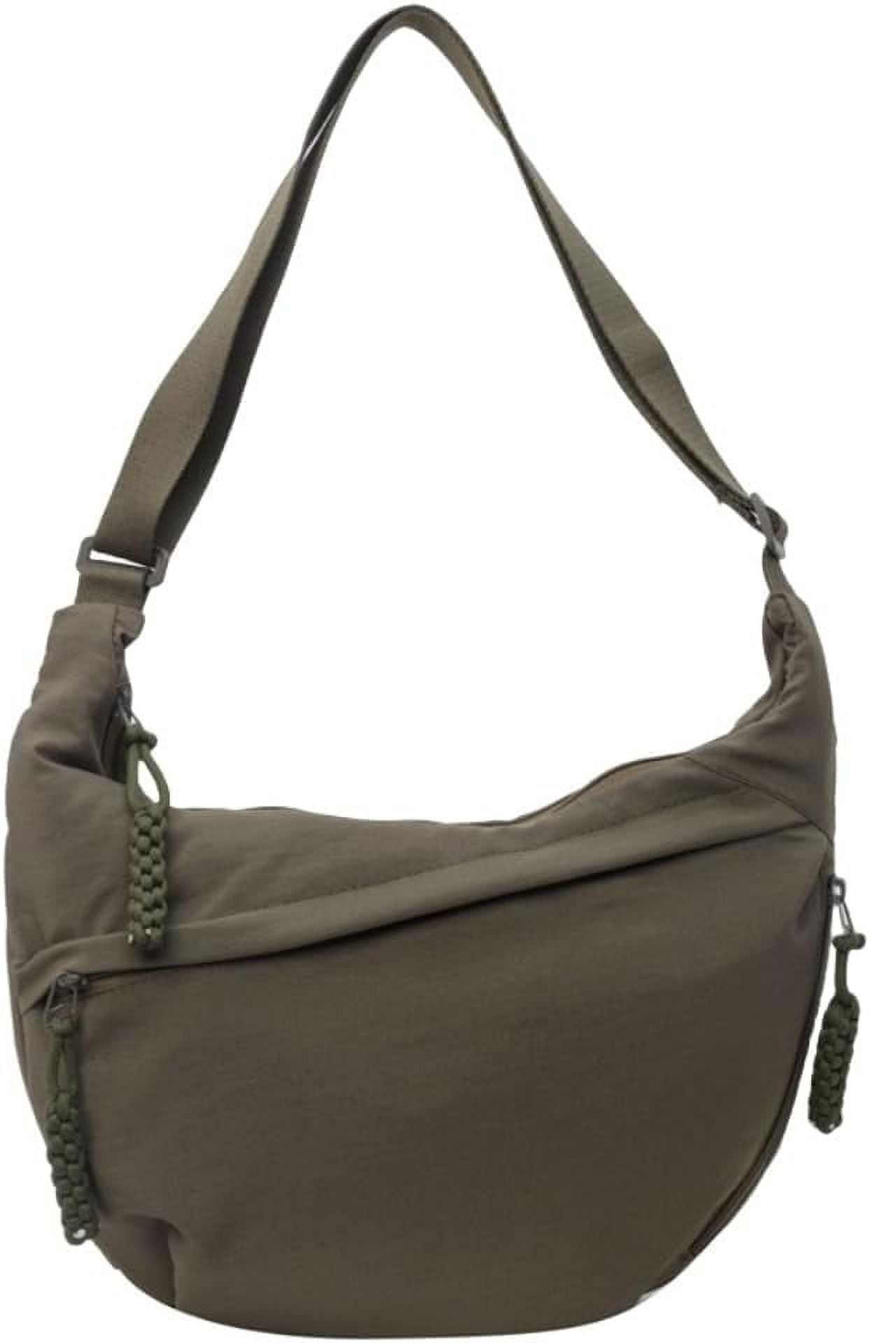 NANAHuang Nylon Crossbody Bags for Women, Trendy Medium Crescent Bag, Lightweight Woman Over Shoulder Purse with Zipper