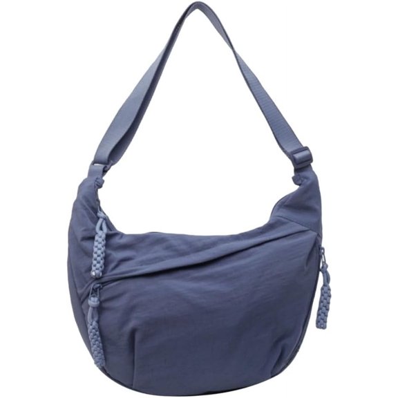 NANAHuang Nylon Crossbody Bags for Women, Trendy Medium Crescent Bag, Lightweight Woman Over Shoulder Purse with Zipper