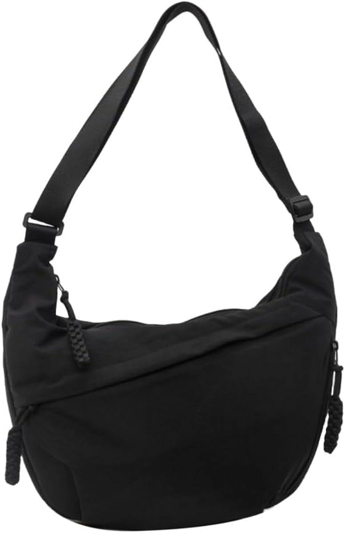 NANAHuang Nylon Crossbody Bags for Women, Trendy Medium Crescent Bag, Lightweight Woman Over Shoulder Purse with Zipper
