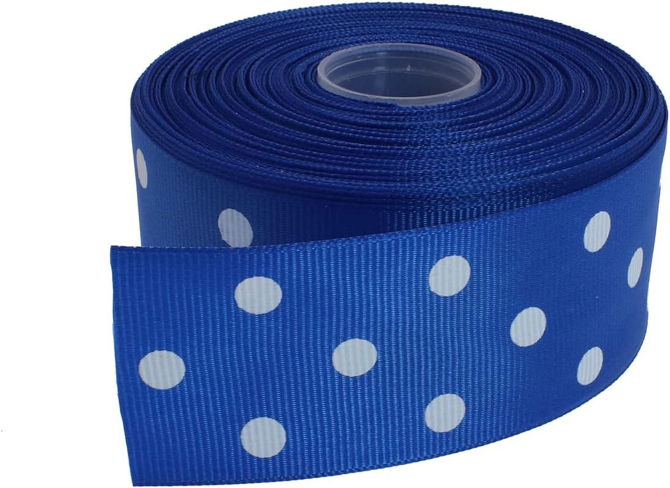NANAHuang Polka Dot Grosgrain Ribbon 25 Yard Each Roll Polyester (3/8", Royal Blue)