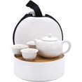 NANAHuang Portable Travel Tea Set with Round Tea Tray,Xishi Teapot with