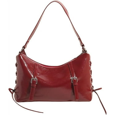 NANAHuang Red Shoulder Bag Y2k Purse for Women Punk Style Hobo Handbag Fashion Leather Crescent Crossbody Bag Y2k Satchel Bag