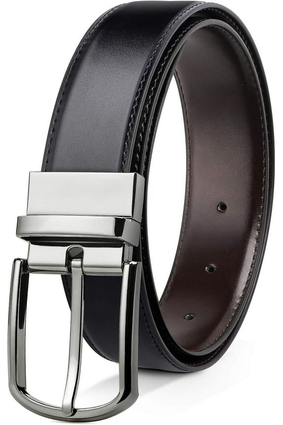 Reversible Leather Belts For Men Big and Tall 32"-62" Trim To Fit With Gift-Box