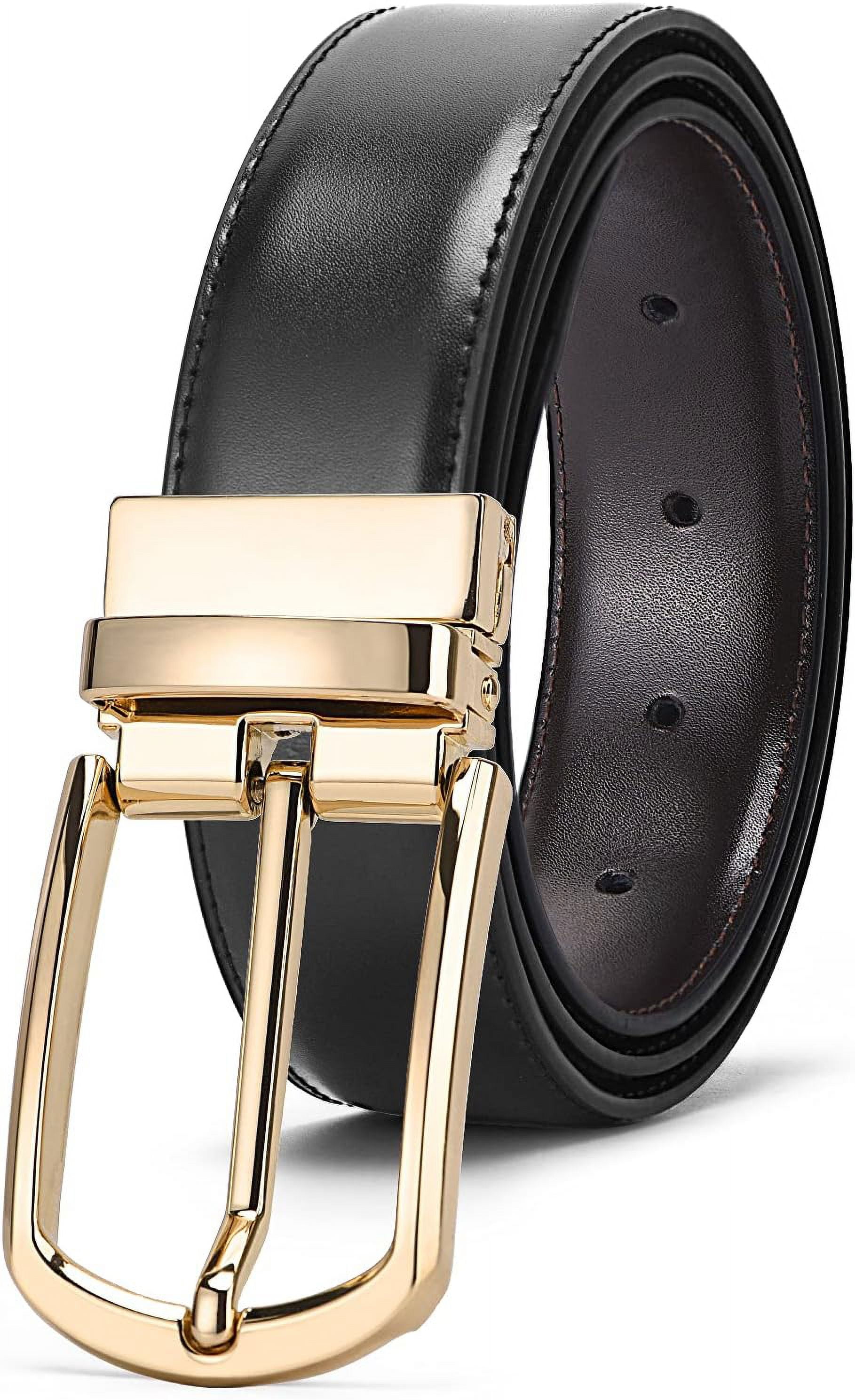 NANAHuang Reversible Leather Belts For Men Big and Tall 32"-62" Trim To ...