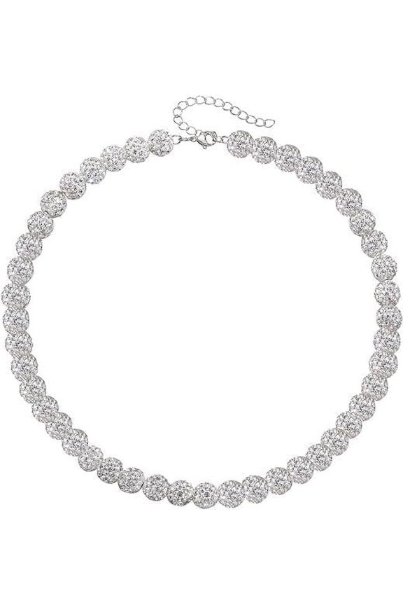 Rhinestone Baseball Necklace- 16/18/20"" Bling Ice Collection Bead Chain For Athlete Players Sparkle Pollyanna Beaded Necklaces For Women Mens Drip Accessory Team Gifts