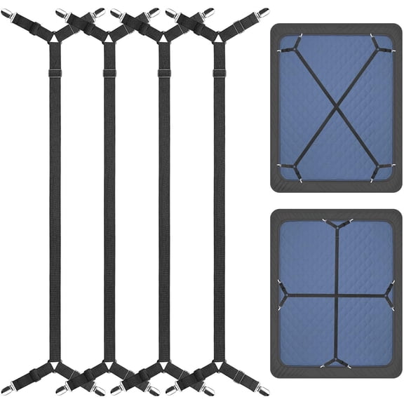 NANAHuang Sheet Suspenders Clips, Bed Sheet Straps Mattress Sheet Holders for Twin, Full, Queen, King - Keep Sheets in Place Corner Sheet Grippers Fasteners Sheet Stays