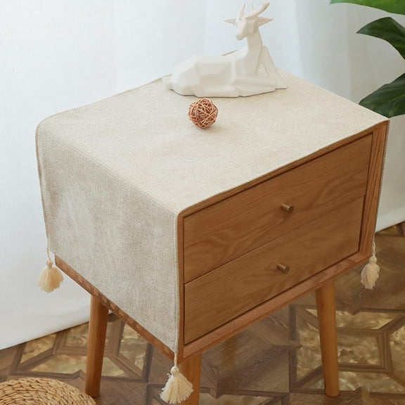 NANAHuang Simple Bedside Table Cover Cloth nightstand Tablecloth Cover Small Square Tablecloth Suitable for end Table Side Table Cabinet (15.7 * 35.4 inches,Beige)
