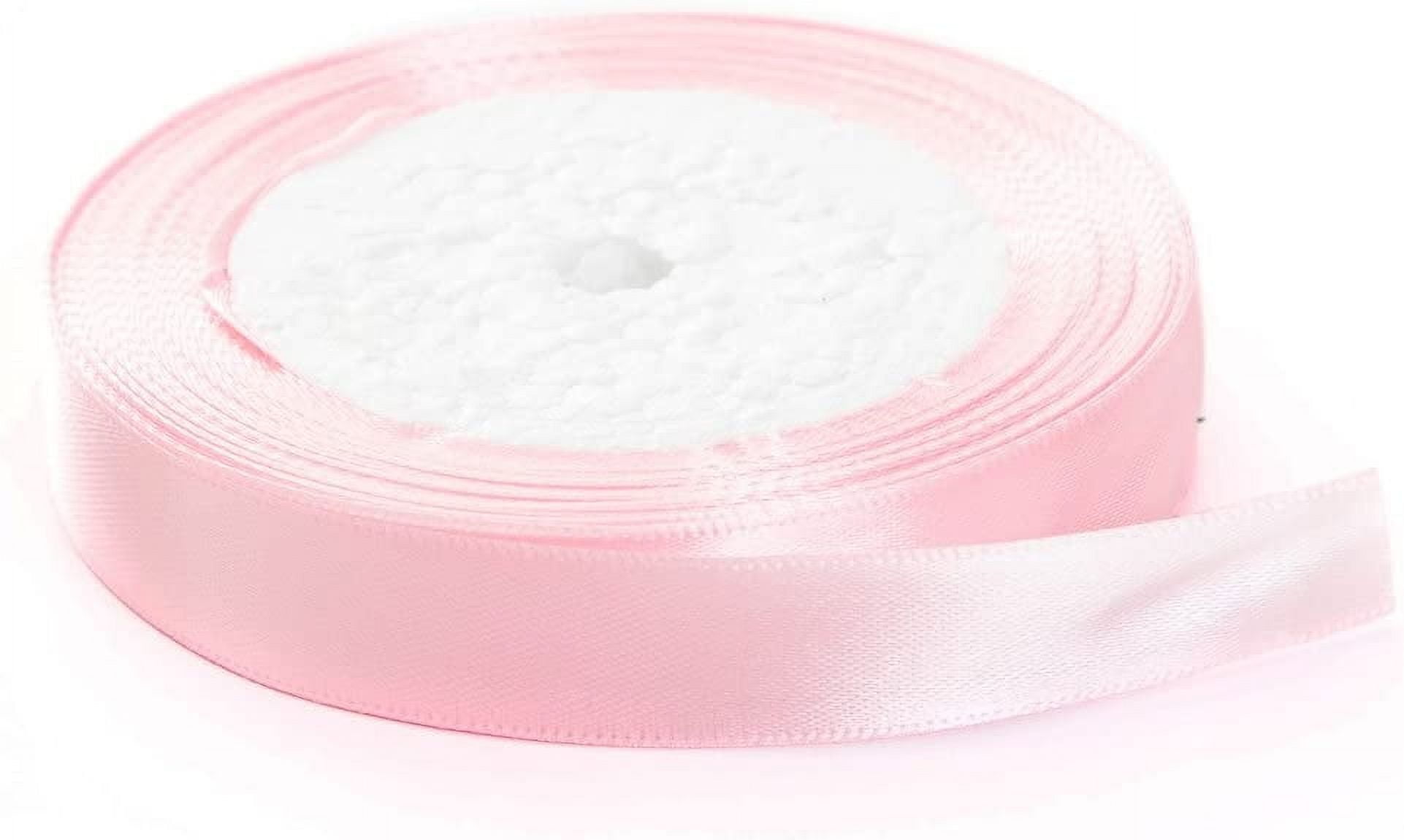 NANAHuang Solid Color Satin Fabric Ribbon (Light Yellow, 1/2