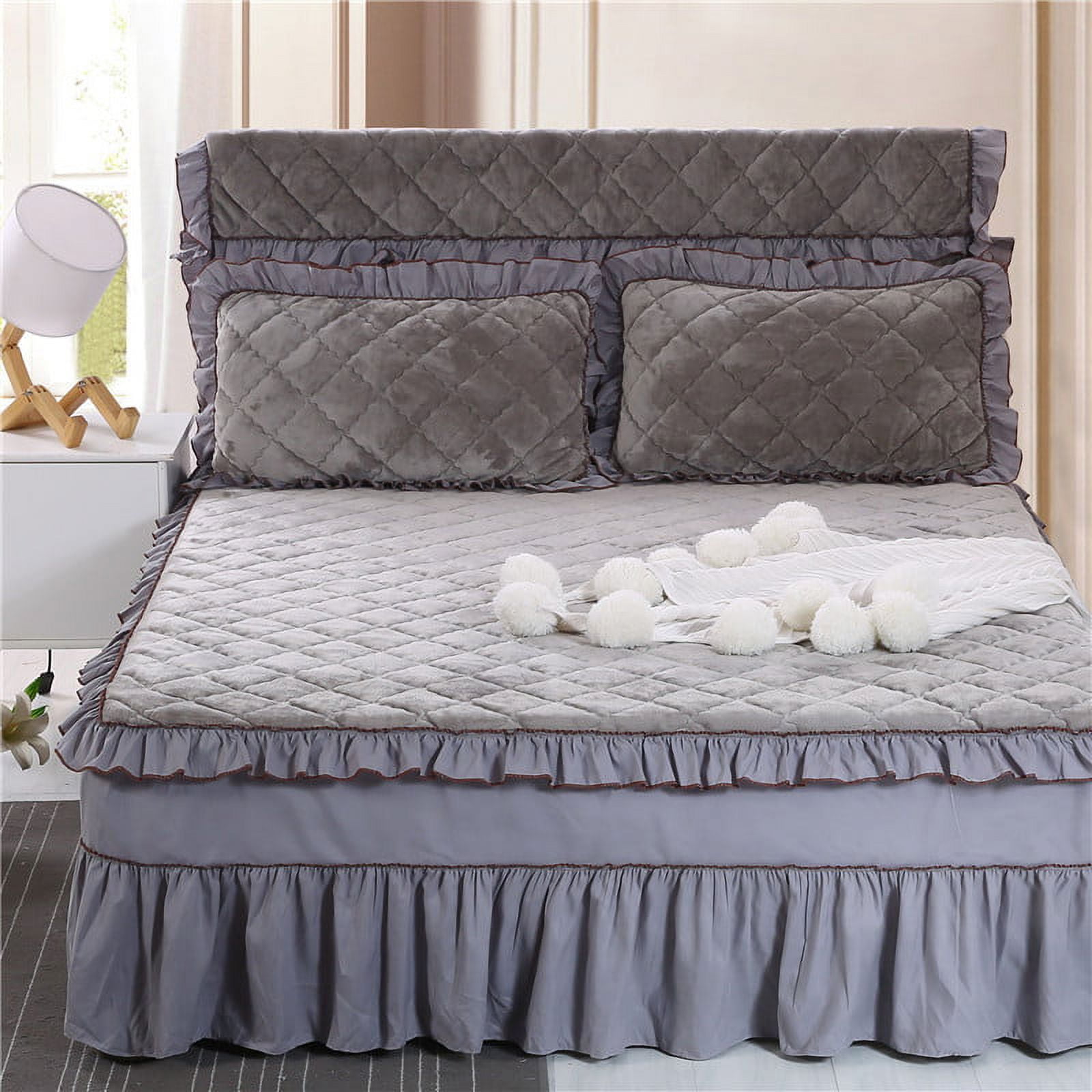 NANAHuang Thickening Cotton Bed Linens Solid Color Bedspread on The Bed
