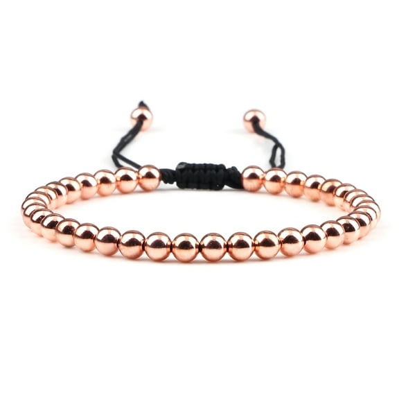 NANAHuang Trendy Copper Beads Bracelets 5mm Handmade Adjustable Braided Strand Bangles for Women Men Yoga Healing Fashion Jewelry Pulseira