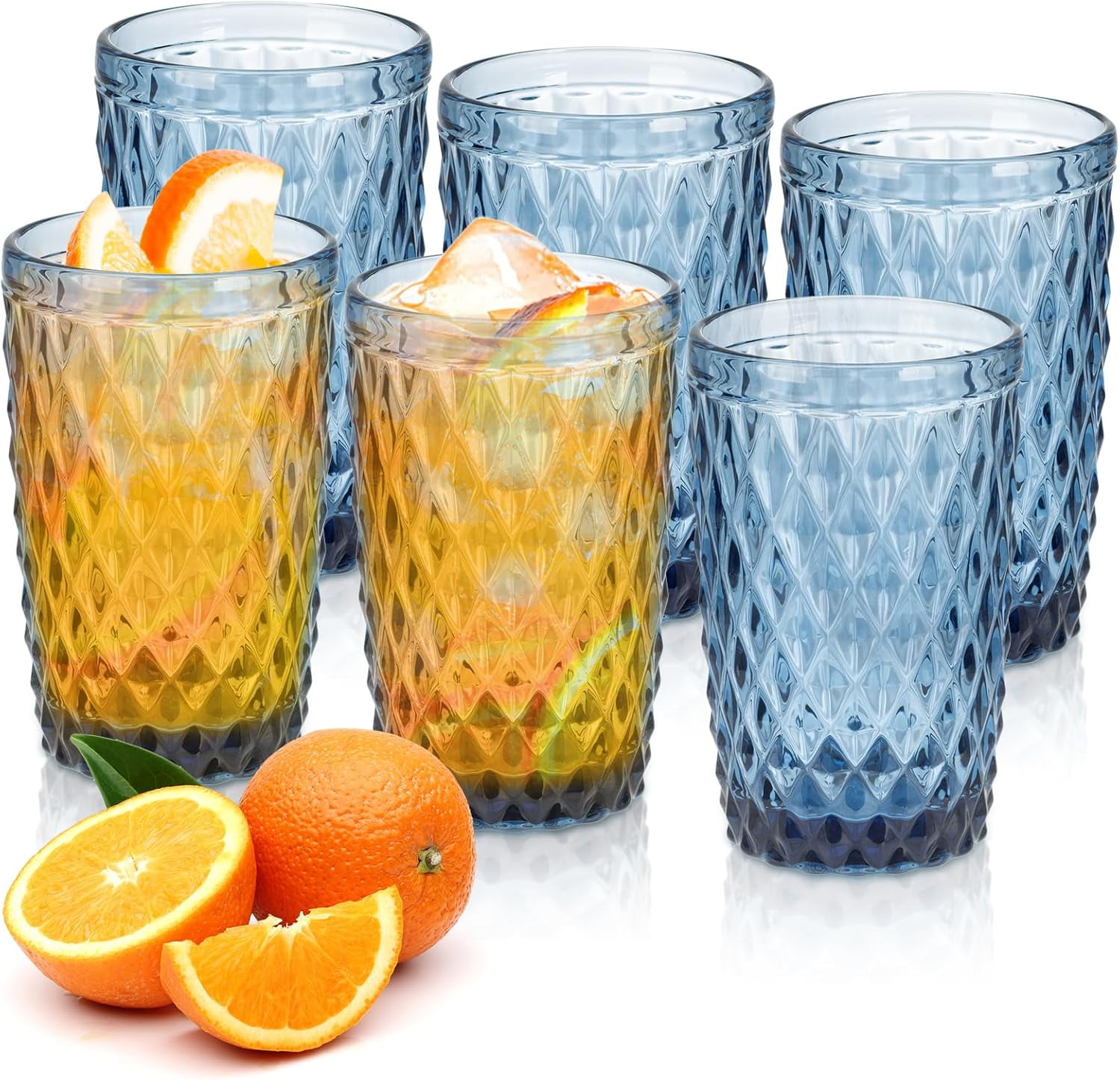 NANAHuang Vintage Drinking Glass Set of 4,12 oz Embossed Floral Drinkware Set,Green Drinking Glasses Cups Wine Glasses Colored Glassware for Whisky,Beer,Juice,Cocktail,Heavy Duty