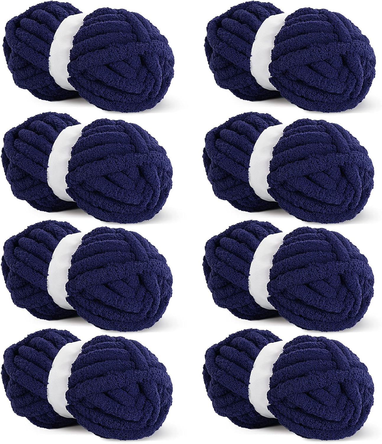 NANAHuang White Chunky Chenille Yarn for Crocheting, Bulky Thick Fluffy