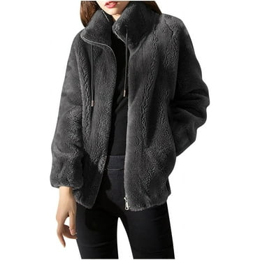NANAHuang Winter Padded and Thickened Double-Sided Fleece Stand-Up Collar Sweater Jacket for Women