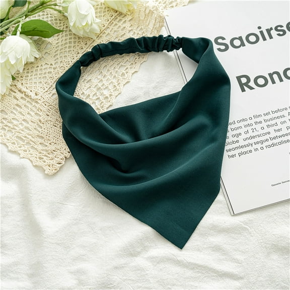 NANAHuang Woman Girls Solid Summer Head Scarf Chiffon Triangle Bandanas Women Elastic Hairband Hair Accessories Headwear Ornaments