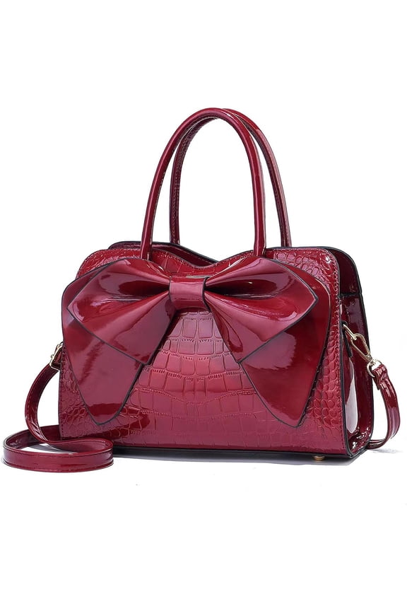 Women Handbag Purse Top Handle Shoulder Crossbody Bag with Bow Design