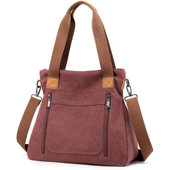 NANAHuang Women Retro Shoulder Bag Hobo Canvas Handbag Purse Multi-pocket Shopper Satchels