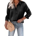 thumbnail image 1 of NANAHuang Women's Blouse Satin Silk Shirts Button Down Shirts Casual Loose Long Sleeve Office Work Tunic Tops, 1 of 7