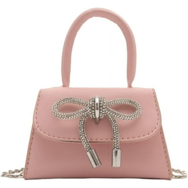 NANAHuang Women's Evening Bag, Dressy Bow Purse with Chain Strap, Elegant Small Rhinestone Clutch Purses for Women Wedding