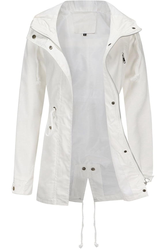 Women's Lightweight Military Anorak Jackets Safari Hoodie Utility Drawstring Coat Windproof Windbreaker Raincoats