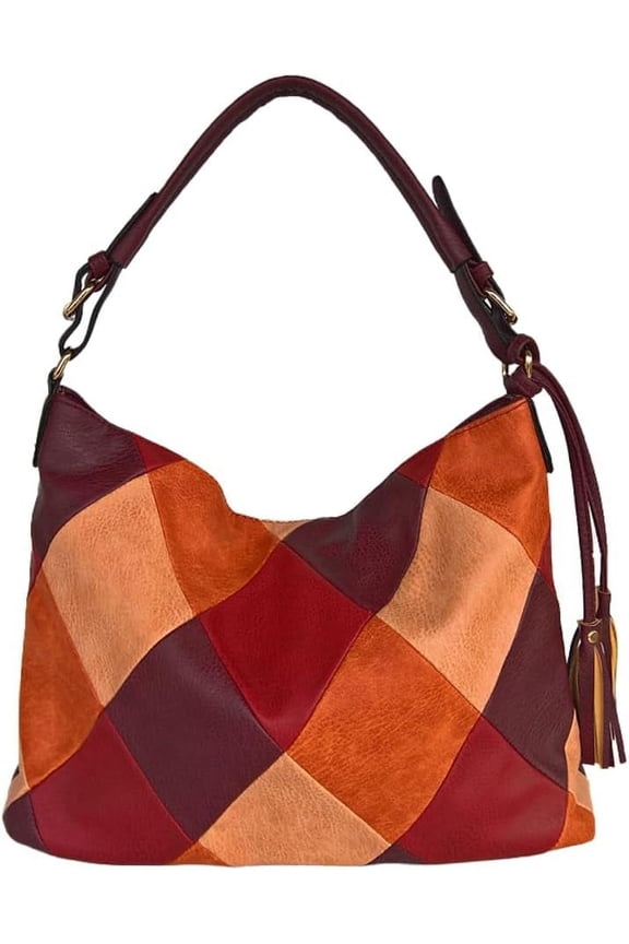 Women's PU Leather Hobo Bag Retro Large Totes Shoulder Crossbody Bag Checkered Handbag Top Handle Purse Satchel