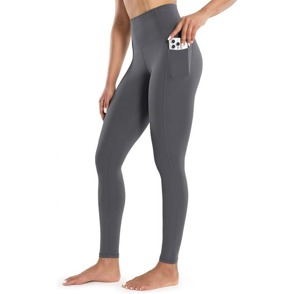 NANAHuang Women's Workout Leggings with Pockets High Waist Pants 28" Tummy Control Athletic Tights Full Length