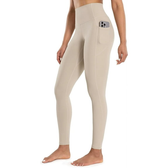 NANAHuang Women's Workout Leggings with Pockets High Waist Pants 28" Tummy Control Athletic Tights Full Length